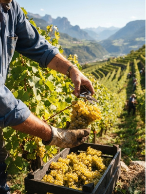 Pinot Bianco Lese durch Winzer